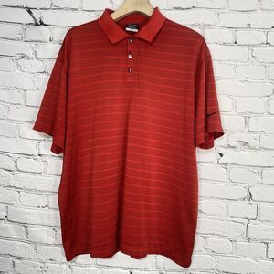 Nike Golf Dri‎ Fit Red Striped Performance Polo Size XXL 274038-611 Tiger Woods